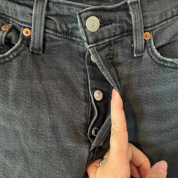 Levi's Wedgie Straight Black Gray Button Fly High Waisted Jeans Women's size 29 - Picture 5 of 14